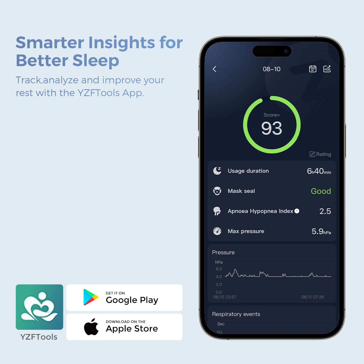 YA50Pro New Upgraded Portable Ultra-Quiet Auto APAP Device for Better Sleep