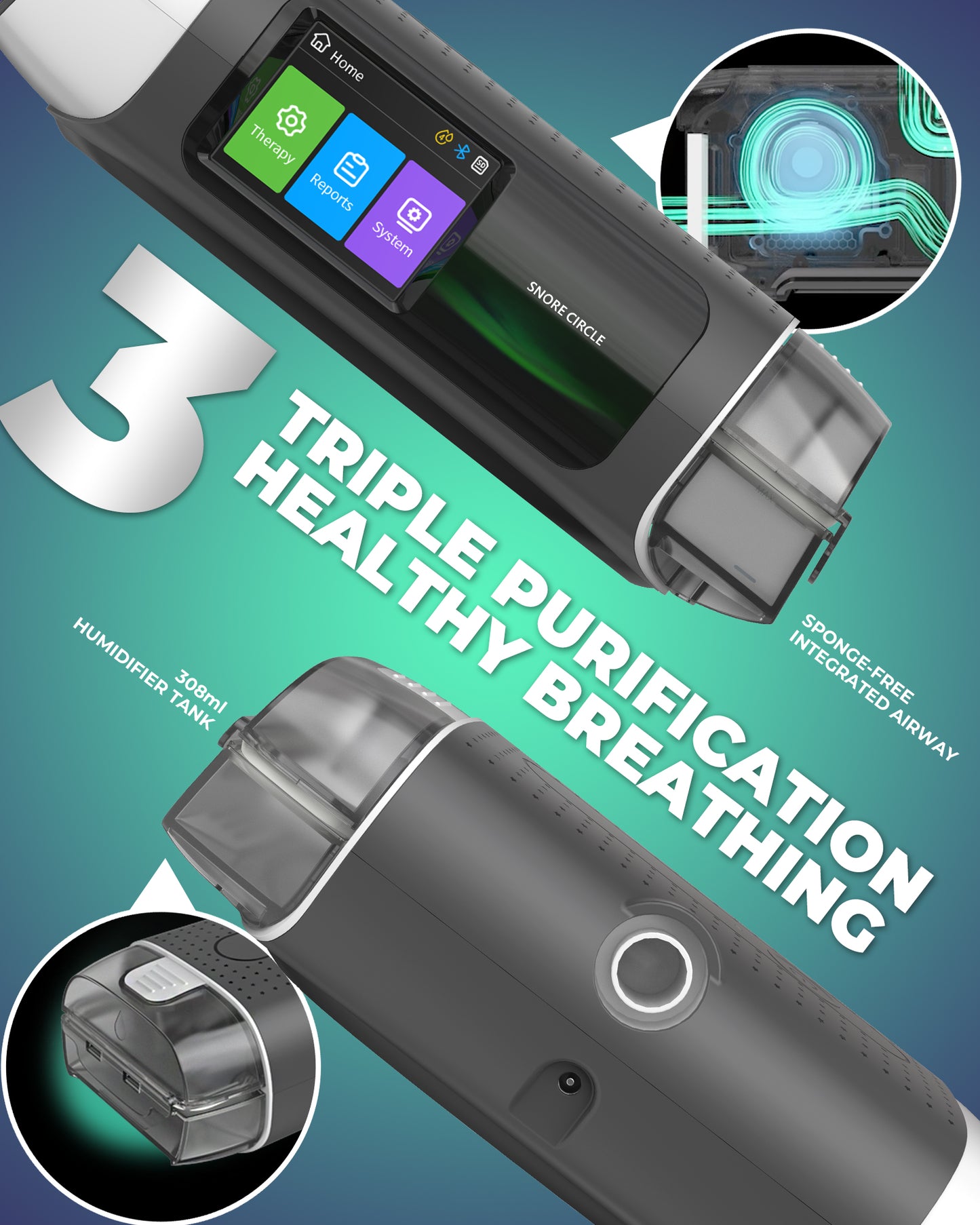 YA70A New Upgraded Portable Ultra-Quiet Auto Bi-Level PAP Device for Better Sleep