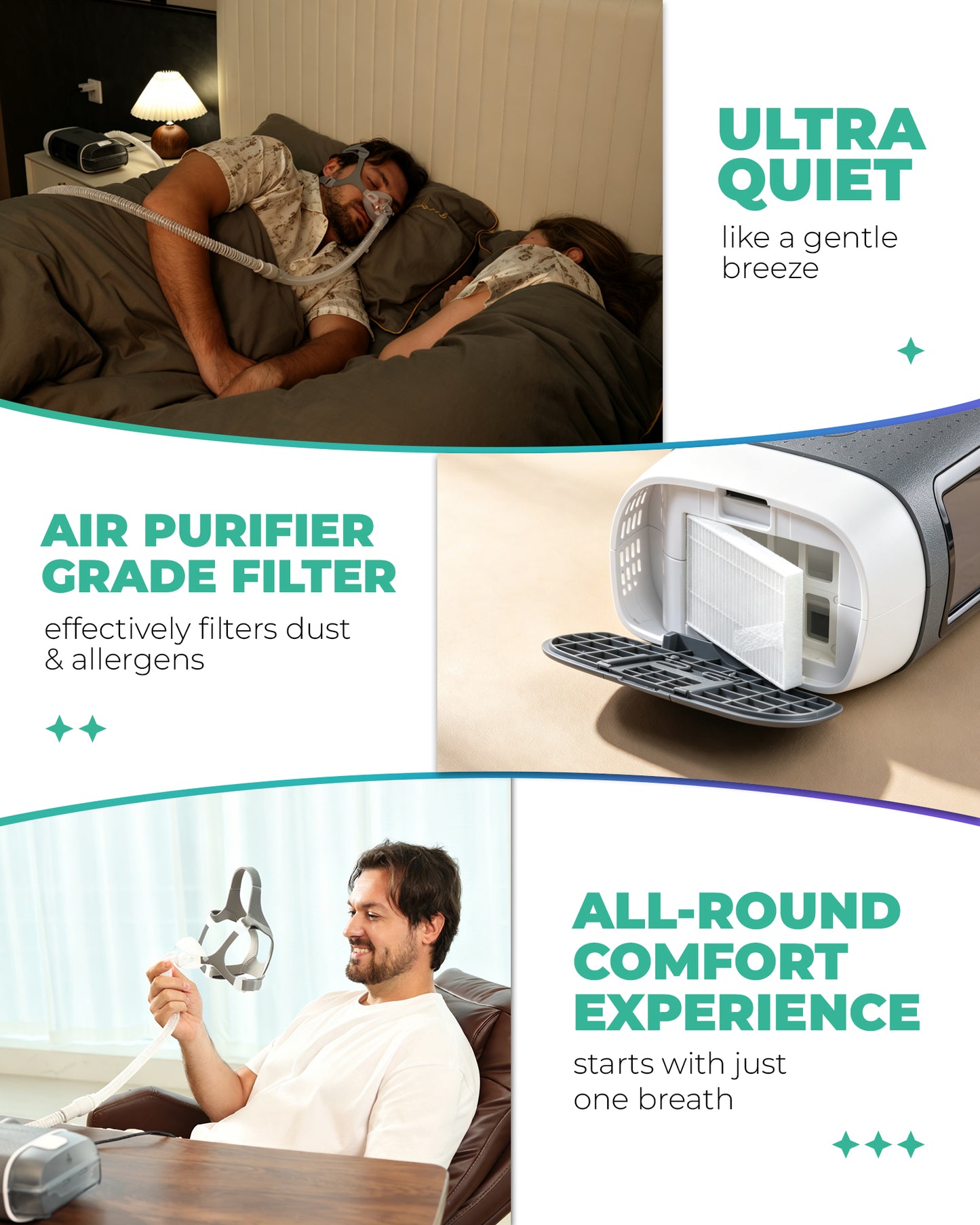 YA70A New Upgraded Portable Ultra-Quiet Auto Bi-Level PAP Device for Better Sleep